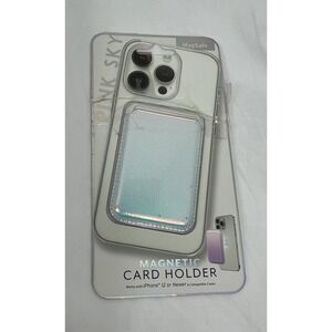 PINK SKY MAGNETIC ROSE GOLD GLITTER CREDIT CARD HOLDER MagSafe For Phone NEW